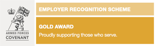 Armed Forces Covenant Employer Recognition Scheme. Gold Award: Proudly supporting those who serve